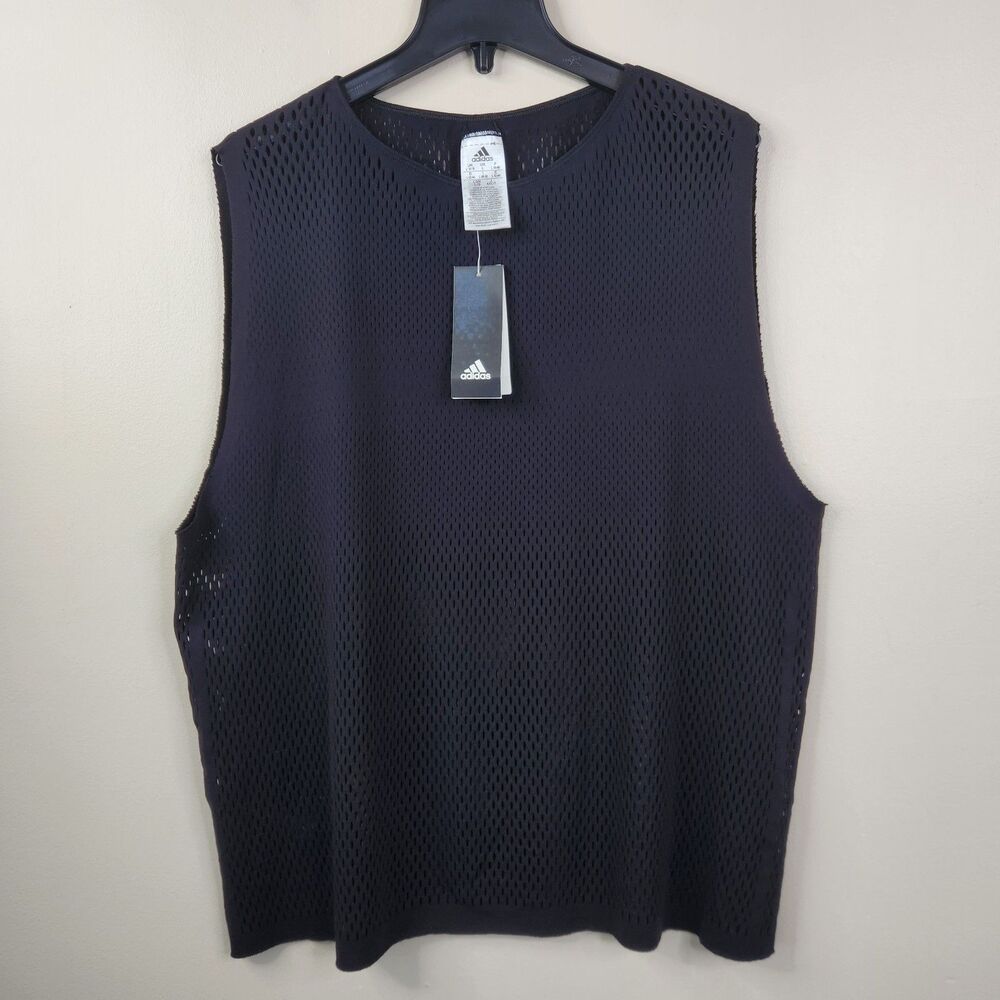 NEW Adidas Womens Black Mesh Sleeveless WRPKNT Tank Large